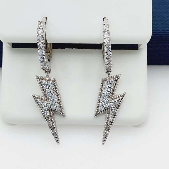 "925 Sterling Silver Plated CZ Earrings, EVBRS578 - Picture 1 of 9